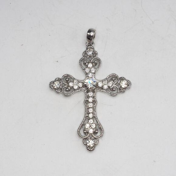 Silver Tone Cross Pendant - Picture 1 of 5